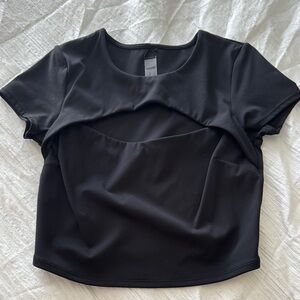 Garage Black Crop Cut Out T-Shirt